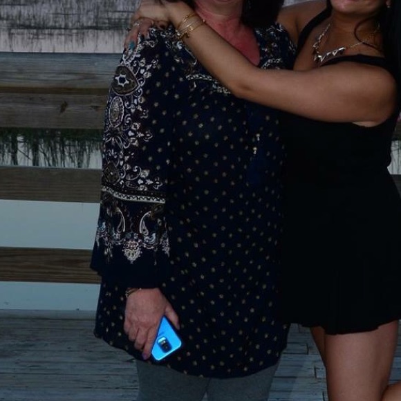 5/$25 Angie Boho Printed Tunic with Bell Sleeves - Picture 2 of 6